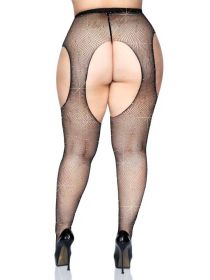 Casey Rhinestone Fishnet Suspender Pantyhose
