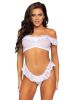 2 Pc. Lace Ruffle Crop Top and Thong Panty  One Size