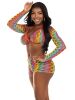 3 Pc Net Bra Top With Shrug and Boy Shorts  One Size