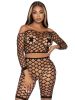 2 Pc Net Crop Top and Bike Shorts  One Size