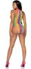 Rainbow Striped Halter Bodysuit With Snap Crotch  One Size