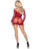 Crotchet Lace Long Sleeve Mini Dress  One Size
