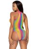 Rainbow Striped Halter Bodysuit With Snap Crotch  One Size