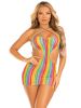 Rainbow Stripe Cross Over Mini Dress  One Size
