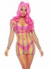 Rainbow Fishnet Long Sleeved Mini Dress  One Size