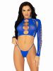 2 Pc Seamless Cut Out Long Sleeve Crop Top and G String Panty  One Size