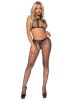 3 Pc. Rhinestone Halter Top, Suspender Hose, and G String Panty