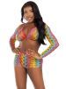 3 Pc Net Bra Top With Shrug and Boy Shorts  One Size