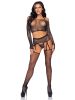 4 Pc Rhinestone Crop Top G String Garter Belt and Stockings  One Size
