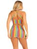 Rainbow Stripe Cross Over Mini Dress  One Size