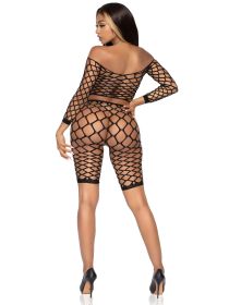 2 Pc Net Crop Top and Bike Shorts  One Size