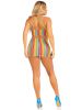 Rainbow Stripe Cross Over Mini Dress  One Size