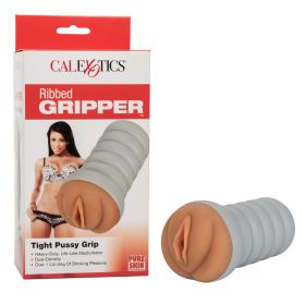 Ribbed Gripper Tight Pussy Grip (Color: Brown)