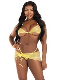 3 Pc Rhinestone Mesh Set (Option: Medium/large  Baby Yellow)