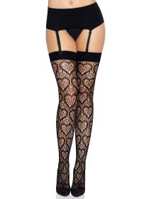 Heart Net Thigh Highs  One Size (Option: Black)