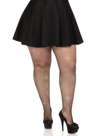 Colby Rhinestone Fishnet Tights (Option: 1x/2x  Black)