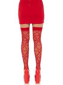 Heart Net Thigh Highs  One Size (Option: Red)