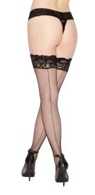 Fishnet Thigh High - One Size - Black (Country Of Origin: TW, Packaging: Boxed)