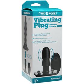 Vac U Lock (Option: Vibrating Plug With Snaps & Wireless Remote  Black)